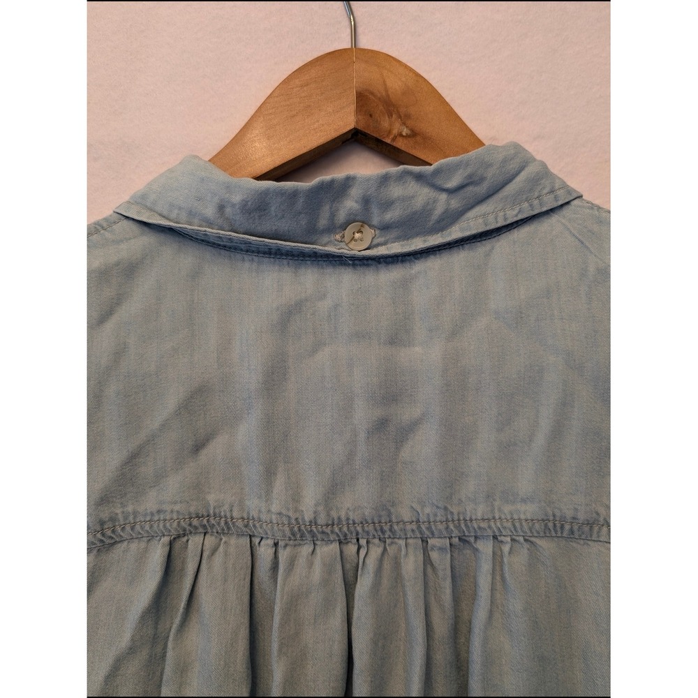 Thread & Supply Light Wash Lyocell Chambray Shirt Dress Frayed Hem Size Medium - Picture 8 of 15